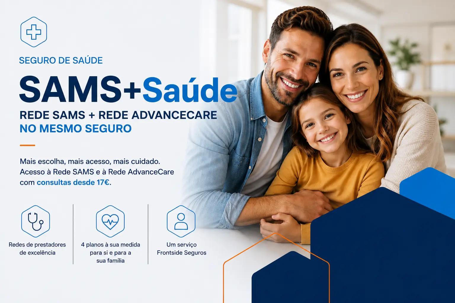 Família sorridente, cliente do Seguro SAMS+Saúde